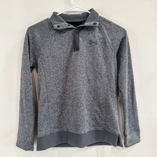 Under Armour 1/4 Zip Sweater Fleece Youth Boys Medium Loose Cold Gear Gray