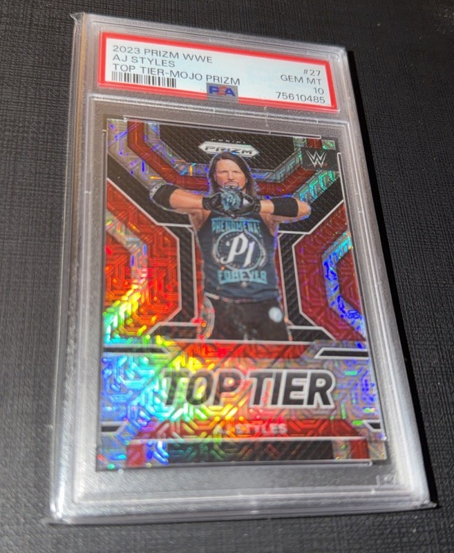 AJ Styles 2023 Panini Prizm WWE TOP TIER MOJO /25! SP #27 PSA 10!