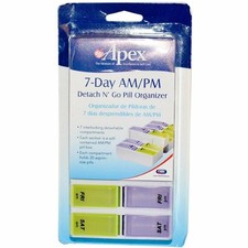 Apex 7-Day AM/PM Detach N' Go Pill Organizer with 7 Interlocking Compartments