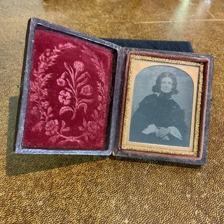 Antike Daguerreotypie Portrait Foto Ledertasche