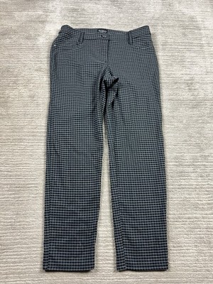 SOHO Apparel Ltd Pants Womens 10 Gray Gingham Check Stretch Straght Leg Ankle