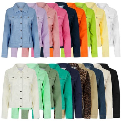 Damen Jeansjacke leichte Stretch Baumwolle Sommer helle Farbe Pastell Mantel