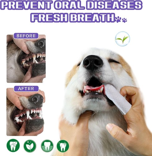 55 Counts PET Teeth Cleaning Wipes for Dogs & Cats,Dog Dental Wipes for Reducing - Picture 8 of 9