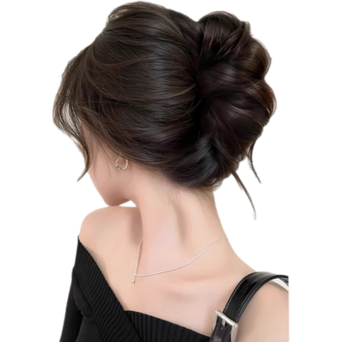 Claw Clip Lazy Flower Bud Bun Scrunchie-style Wavy Curly Hair Piece Bride - Picture 17 of 20