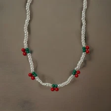 Beaded Necklace with Cherry Design for Women Girls Accessories Jewelry Gifts