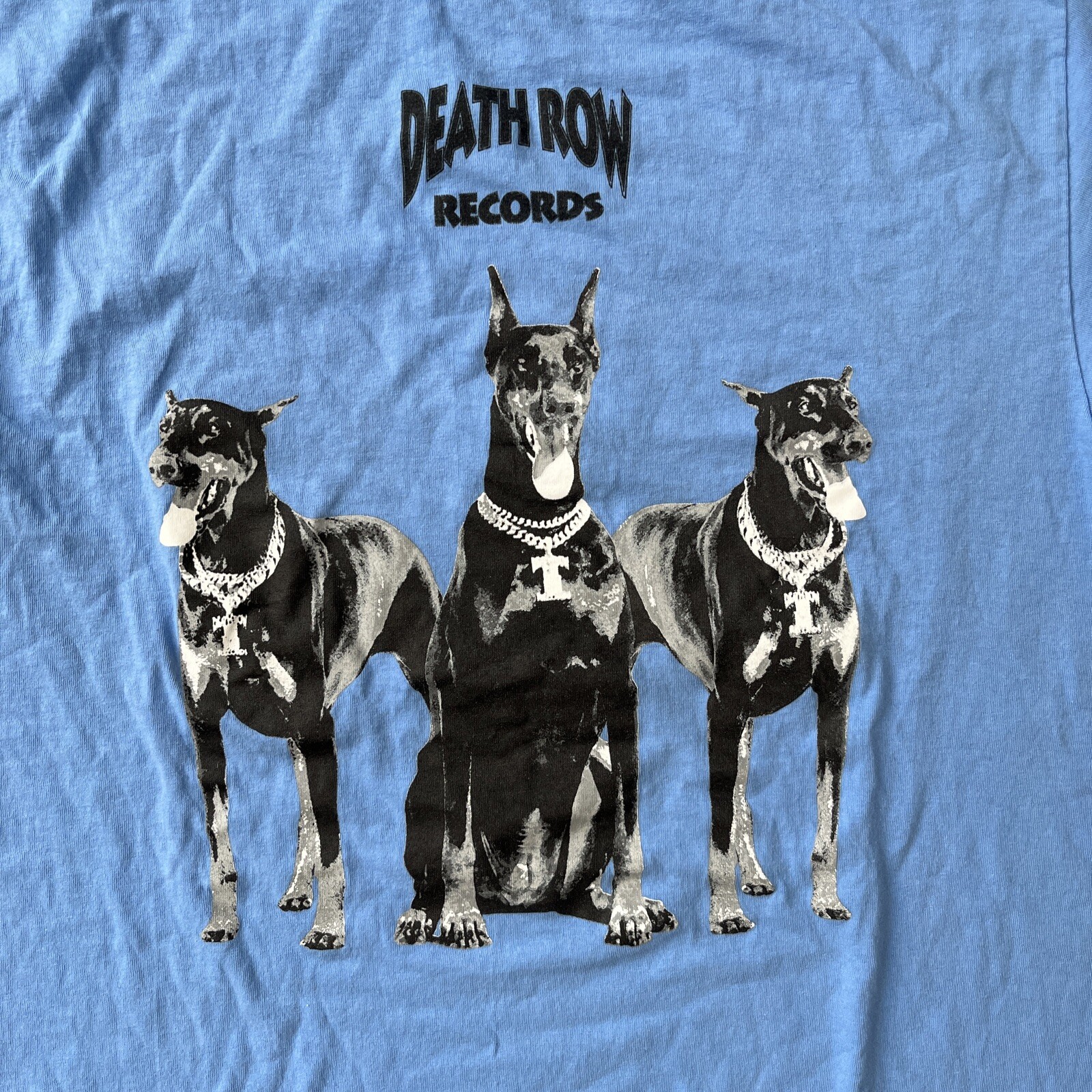 FILA Death Row Records T Shirt Uomo M 3 Nero Doberman Blu Manica Corta