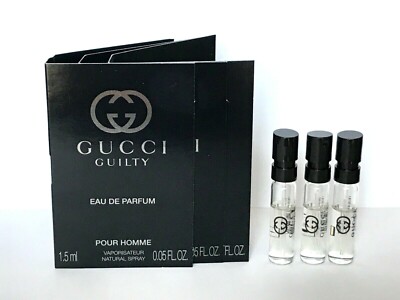 Lot 3x Gucci Guilty Pour Homme Eau De Parfum EDP Spray Vial 1.5 ml/0.05 OZ