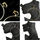 CLIP ON 7/9/10cm HOOPS fashion SILVER/GOLD hoop EARRINGS 3/3.5/4" big HUGE round