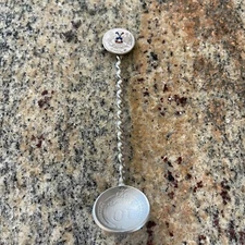 VINTAGE BARLEY TWIST HANDLED CHILE 🇨🇱 Silver tone SOUVINIR SALT SPOON 🍚