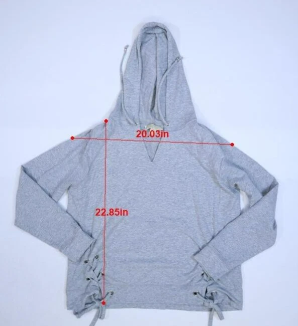 Felpa con cappuccio pullover Michael Kors donna grigia maniche lunghe stringate lati collo a V L