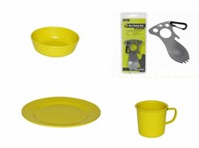 Bamboo 4 Piece Tableware Set, Plate, bowl, Mug & S/S Spork Set  Biodegradable