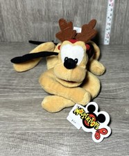 Disney Mouseketoys Pluto Christmas Reindeer Antlers 9 In Plush Bean Bag Toy