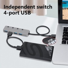 Space Saving 4 Port USB 3.0 Hub for Mobile Office Convenient Use Easy Connection