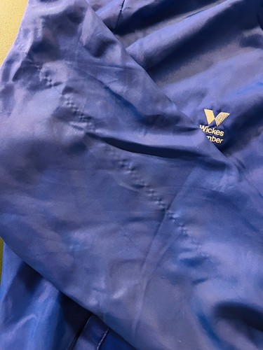 Vintage Wickes Lumber Blue Varsity Jacket Swingster Mens Size Large Made In USA - Picture 4 of 12