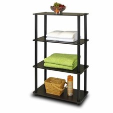 Espresso Black 4 Tier Display Rack Shelf Bookcase Storage Organizer Multipurpose
