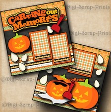 CARVING OUT MEMORIES 2 premade scrapbook HALLOWEEN PUMPKIN BY DIGISCRAP A0133
