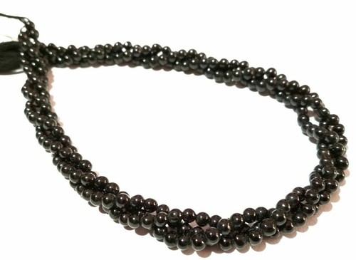 5 Strand Natural Black Spinel Round Smooth 3-3.5mm/4-4.5mm Loose Beads 12"inch - 第 1/5 張圖片