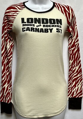 Lucky Brand Women s M Retro Shirt London s MOD Rocker Carnaby Street Vintage Y2K