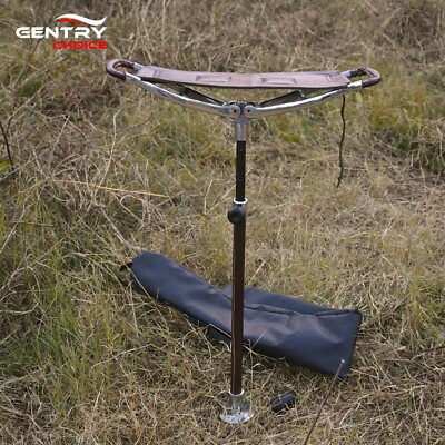 Leather Walking Stick Seat Outdoor Venator Coffee Brown Folding Shooting Stick
