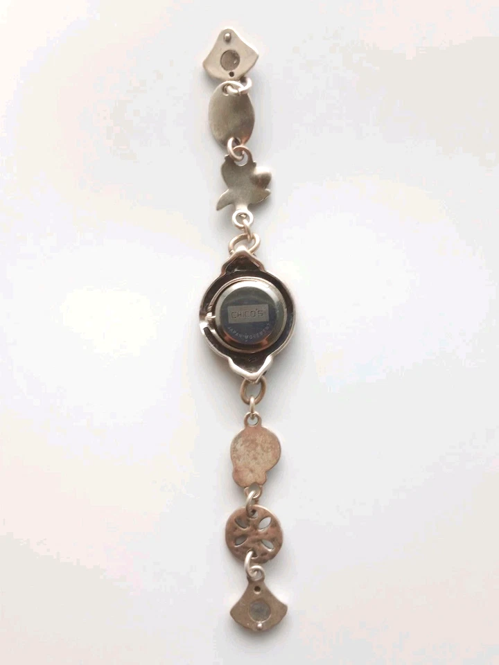 Vintage Chicos Nautical Charm Bracelet Watch Silvertone Starfiish Shells Crystal Foto 4 de 4