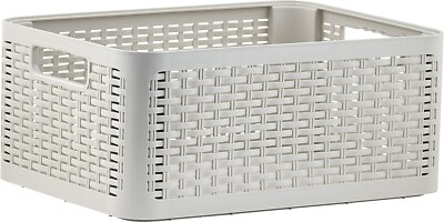 Superio Woven Plastic Storage Basket Box with Handles