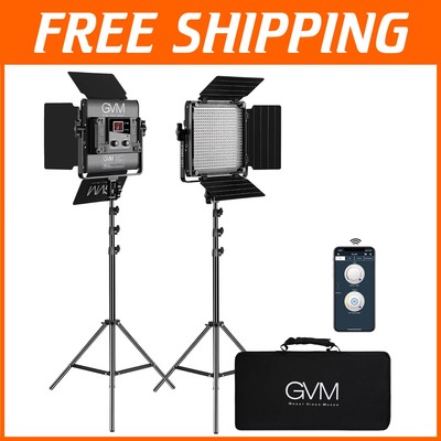 GVM 2-Pack LED Video Lights with Digital Display & Carry Bag for Photography