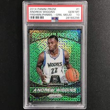2014-15 Prizm Andrew Wiggins Freshman Phenoms Rookie Green Mojo 4/25 Psa 10