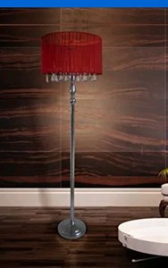 Elegant Designs Lf1002 Red Sheer Shade Chrome Floor Lamp