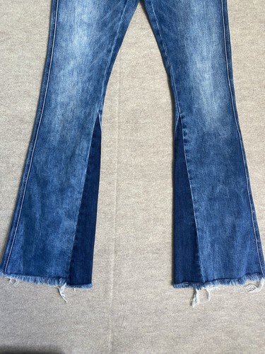 Altar'd State Denim Wide Leg Boho Raw Hem Flare Jeans Acid Wash Size 25 Long - Picture 4 of 12