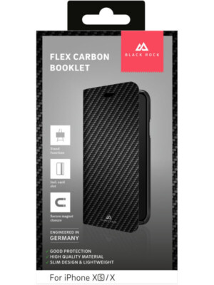 Black Rock Flex Carbon Booklet Apple iPhone X XS Schutz Hülle Case Tasche B76