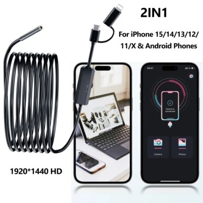 USB-C Direct Plug To iPhone 15 Android iOS Borescope Endoscope Inspection Camera