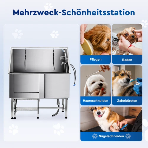 CO-Z 127cm Hunde Badewanne aus Edelstahl Haustiere Pflege Dusche Tierbadewanne - Bild 21 von 29