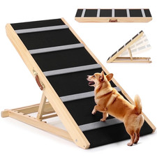Wide Dog Ramp Adjustable Height Couch Bed Car Foldable Pet Steps Supports 200LBS