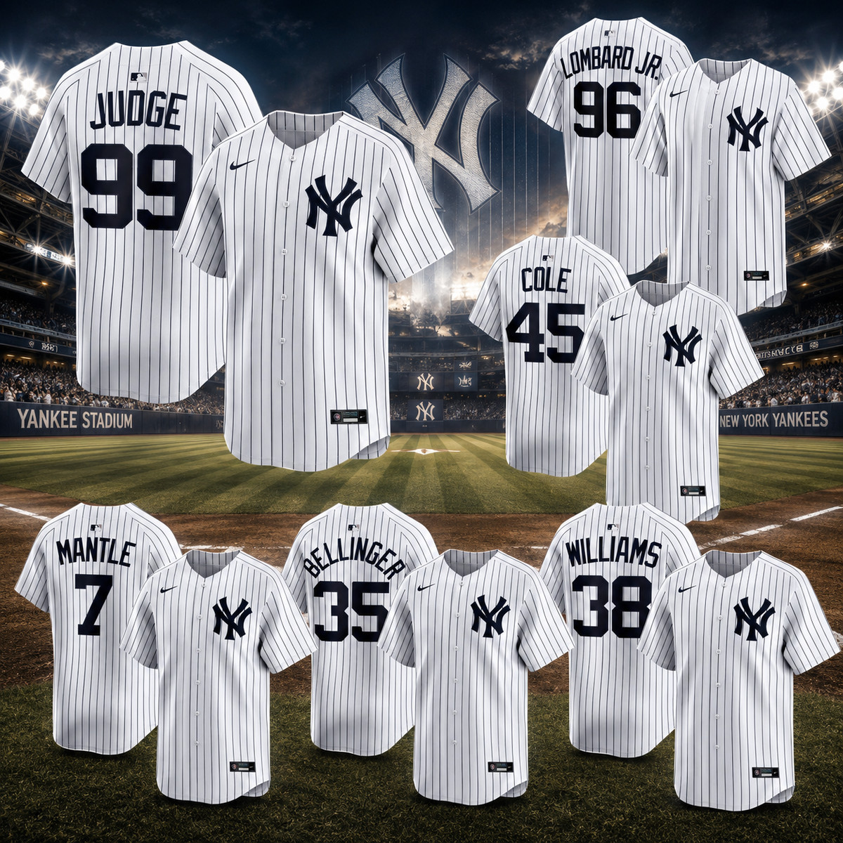 Men's NY Yankees White Home Limited 3D Fan Made Personalized Jersey size S-5XL
