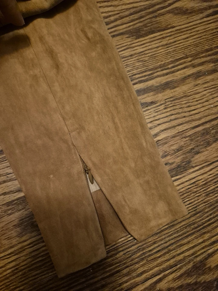 女式 Suade 皮裤骆驼色 — 第 3/4 张图片