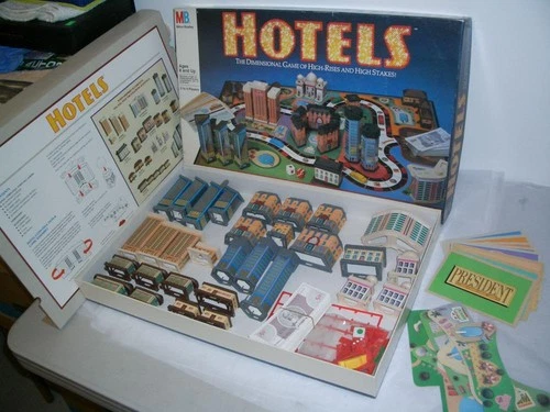 Vintage HOTELS Board Game 1987 Milton Bradley Real Estate 100% Complete !