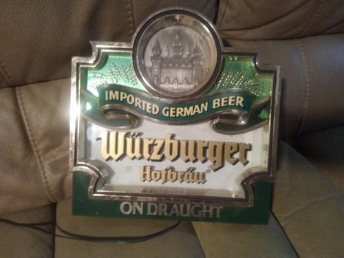 vtg Imported German Beer Wurzburger Hofbrau green sign 1979 plastic 13" x 14"