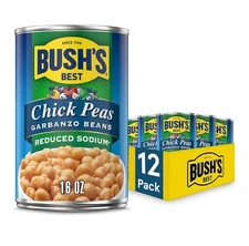 BUSH'S BEST 16 oz Reduced Sodium Garbanzo Beans 🫘 Pack of 12