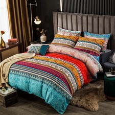 Bohemian Duvet Cover Set King Colorful Floral Boho Striped Bedding Set Ultra ...