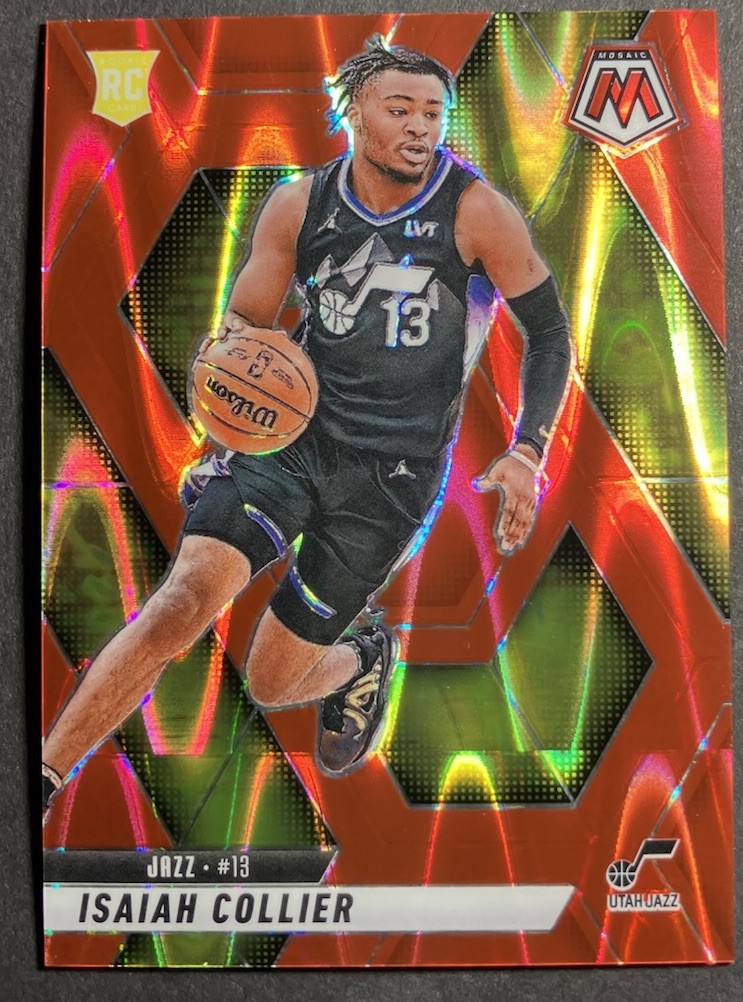 2024-25 Panini Mosaic #222 Isaiah Collier Red Seismic Mosaic Prizm Rookie /299