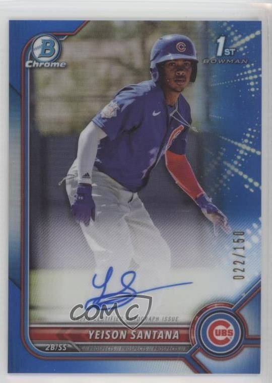 2022 Bowman Chrome Prospect Blue Refractor 22/150 Yeison Santana #CPA-YS Auto