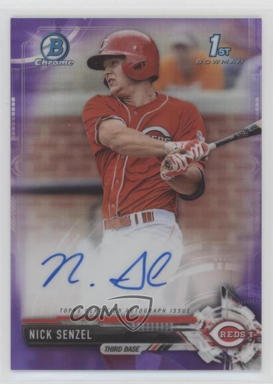 2017 Bowman Chrome Prospect Purple Refractor 54/250 Nick Senzel #CPA-NS Auto 8cg