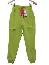 NWT Sz XXS Figs Zamora High Waist Jogger Scrub Pants Women's Neon Green Medical