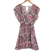 Lush Mini Dress Womens Small Multicolor Floral Print Sleeveless V Neck Pullover