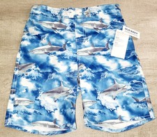 Old Navy Boys Blue Shark UPF 50 UV Protection Board Swim Shorts Size M 8 NWT