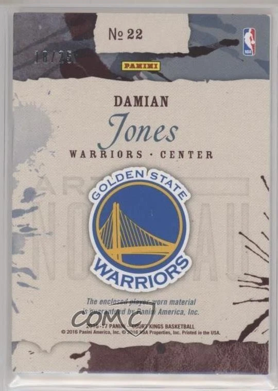 2016 Panini Court Kings Art Nouveau Jerseys Sapphire /25 Damian Jones Rookie RC - Image 2 of 2