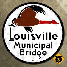 Kentucky Louisville Municipal Bridge route marker highway road sign duck 12x12