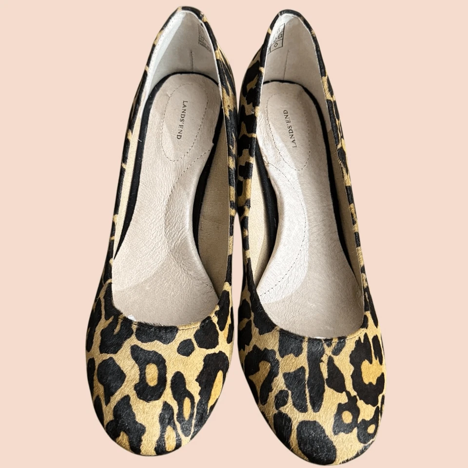 Lands End Leopard Minnie Calf Hair Pumps / SZ: 8.5 / NWT - Image 2 of 4