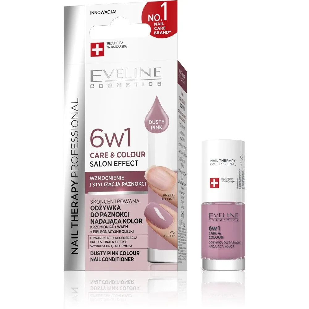 Eveline Nail Therapy 6in1 Care & Colour Nail Conditioner - Dusty Pink 5ml