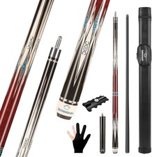 Carbon Fiber Pool Cue 58" W/ Leather Bag Extender Extension Rod Professional